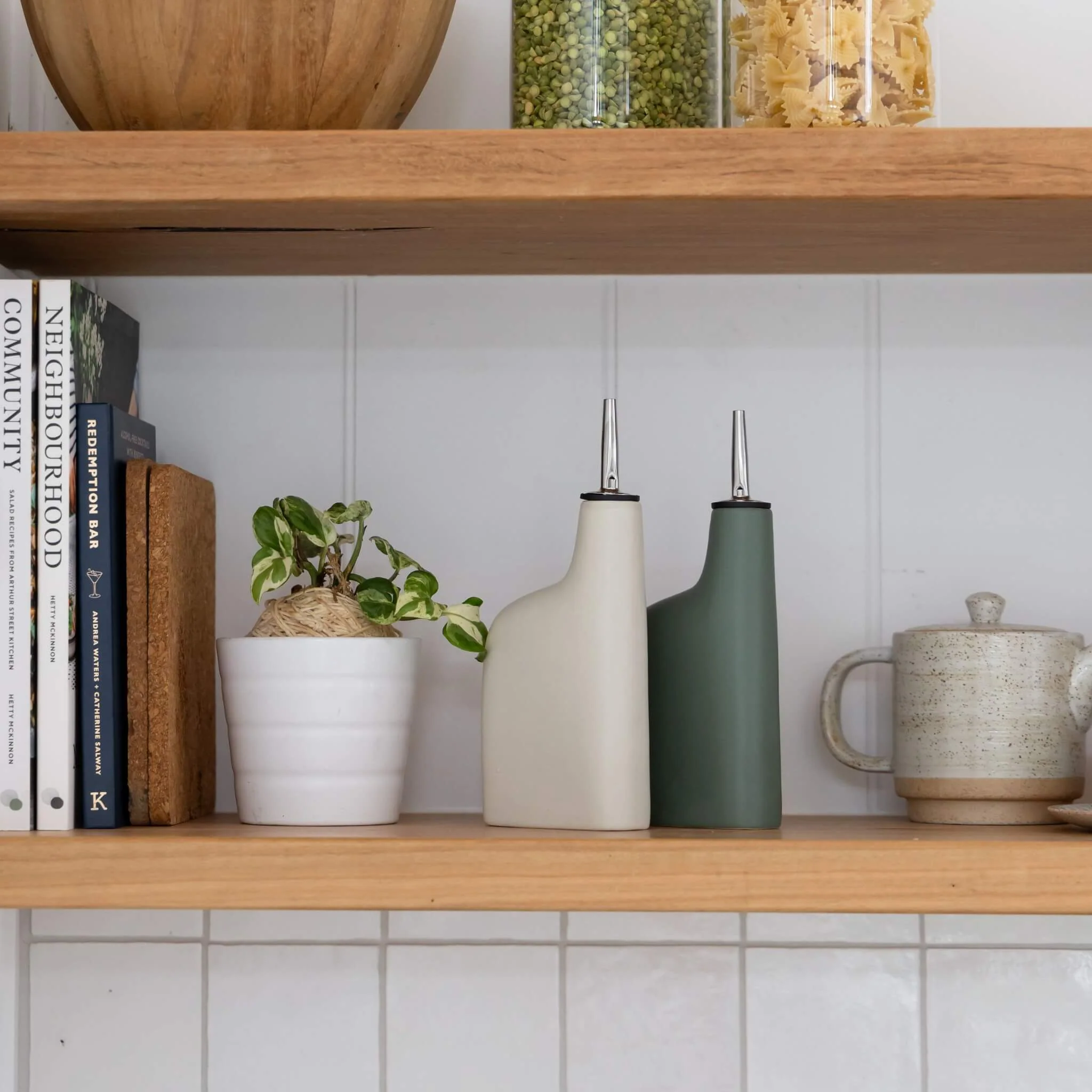SECONDS: Kitchen Ceramic Olive Oil and Vinegar Dispenser Set - Image 2