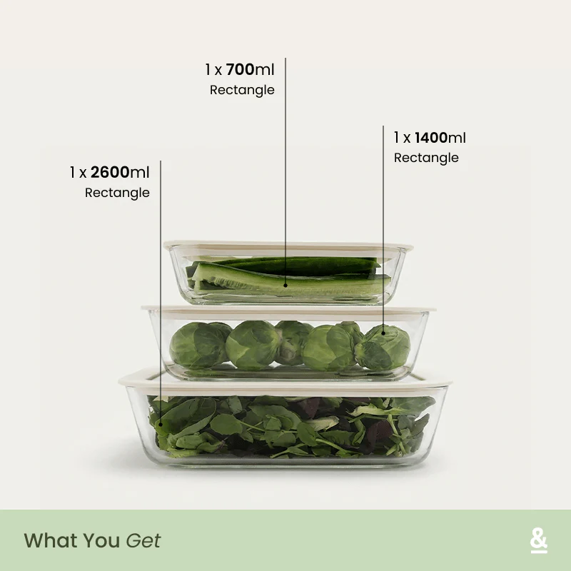 Glass Food Containers | Rectangle Mixed 3pk - Image 4