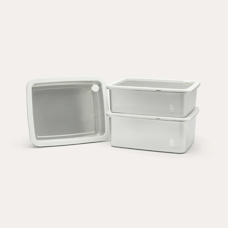 Rectangle Stainless Steel and Glass Containers | 3pk