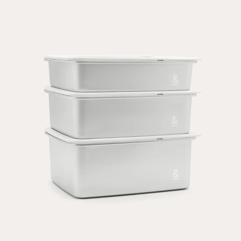 Rectangle Stainless Steel and Glass Containers | 3pk - Image 5
