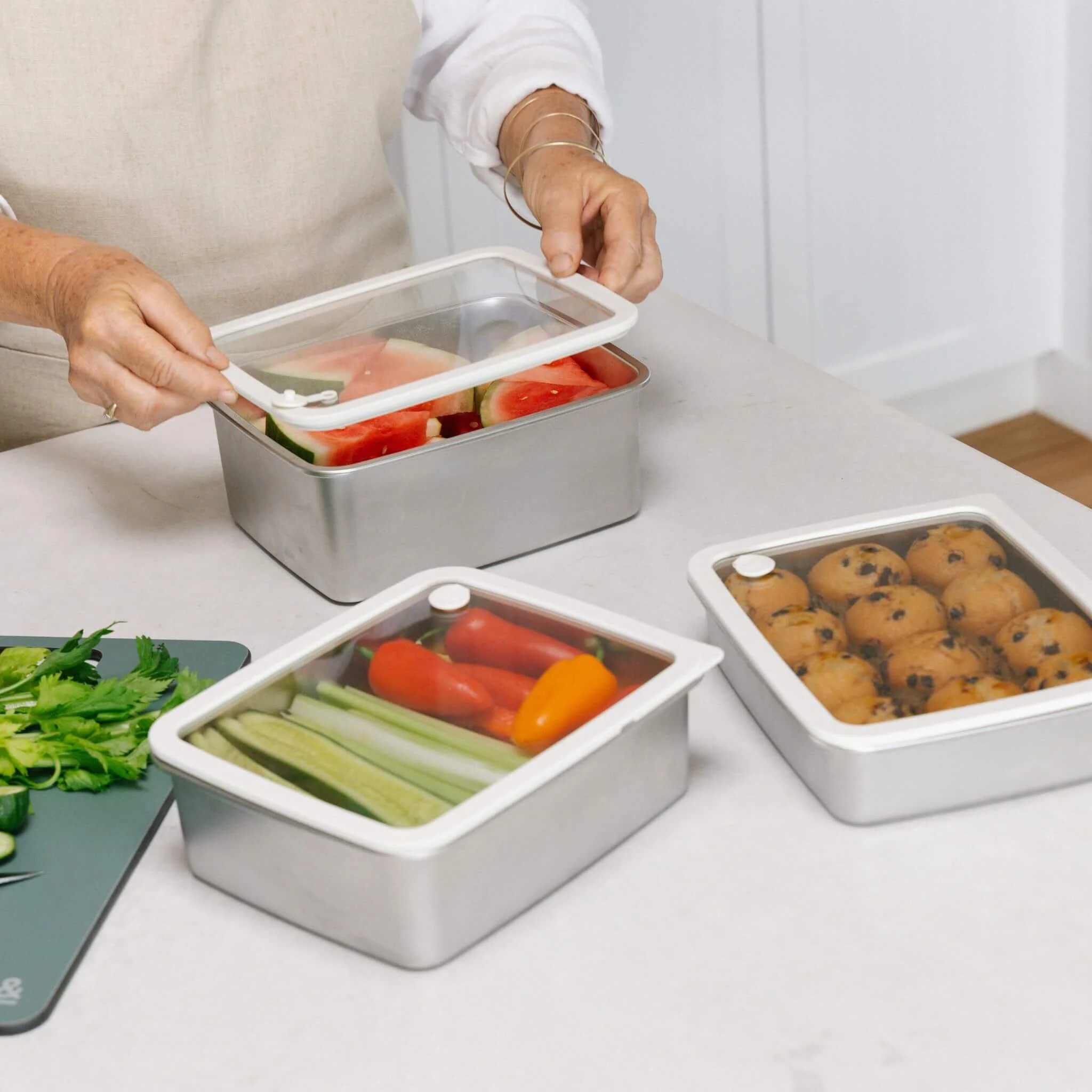 Rectangle Stainless Steel and Glass Containers Set - Image 10