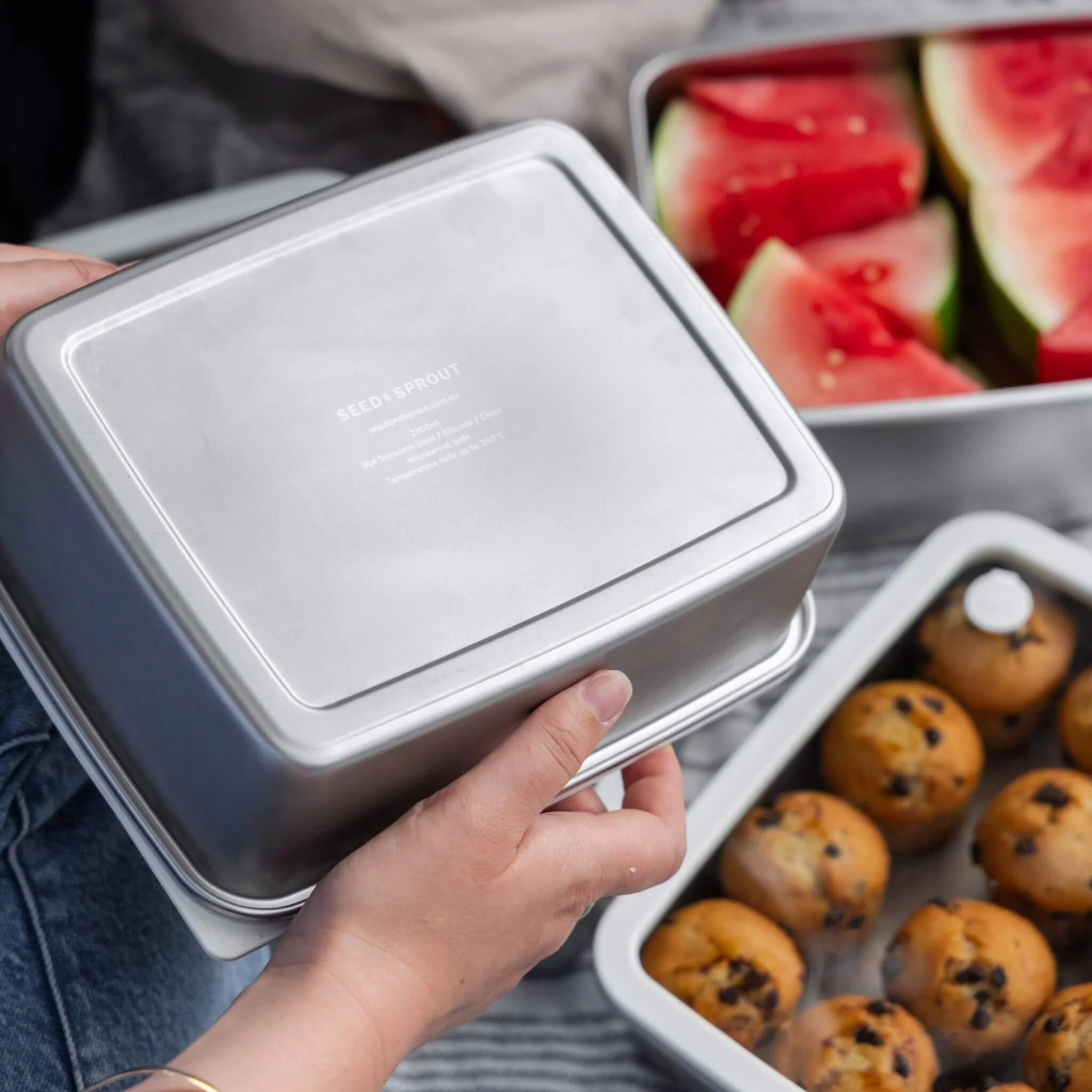 Rectangle Stainless Steel and Glass Containers Set - Image 5