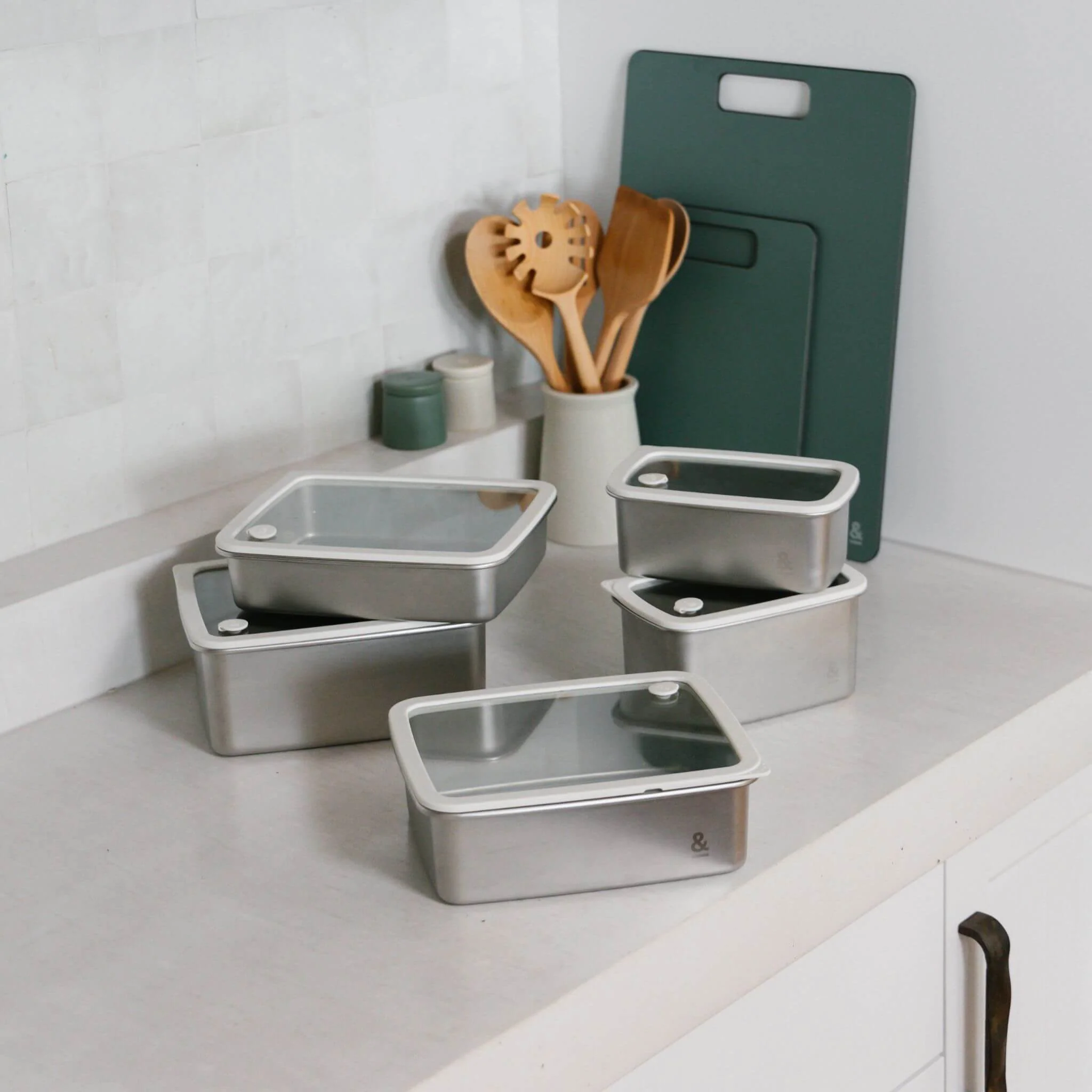 Rectangle Stainless Steel and Glass Containers Set - Image 9