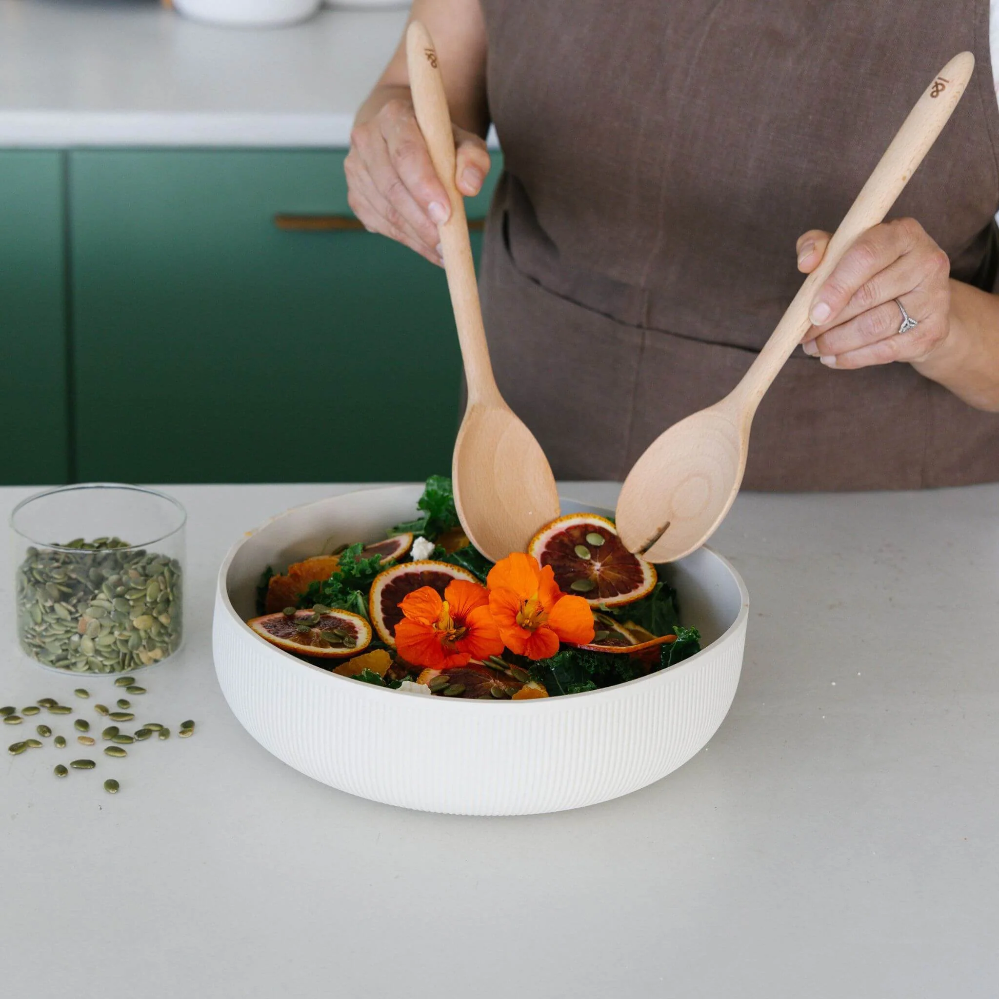 Wooden Beechwood Salad Servers - Image 6